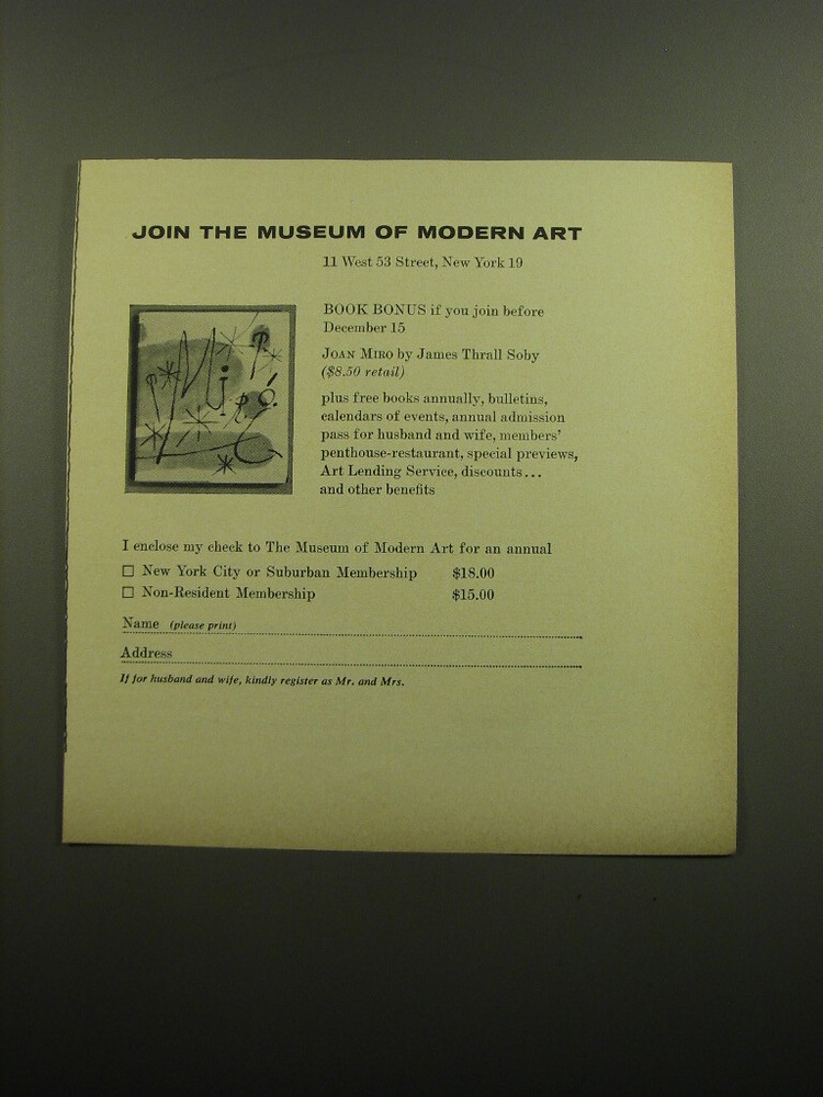 1960 Museum of Modern Art Ad - Join the Museum of Modern Art