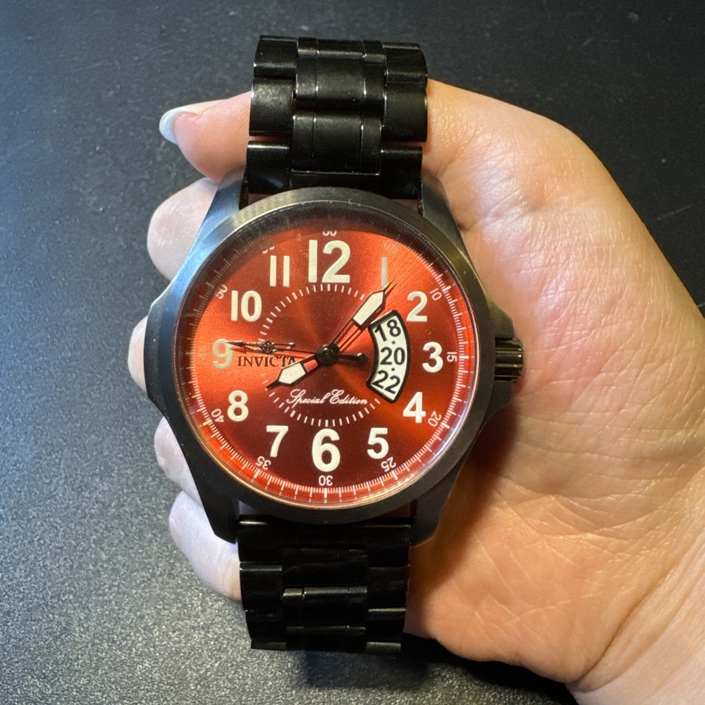 INVICTA 18985 Special Edition Red Men's Watch with Steel Band 100M Water Resistant Battery Required