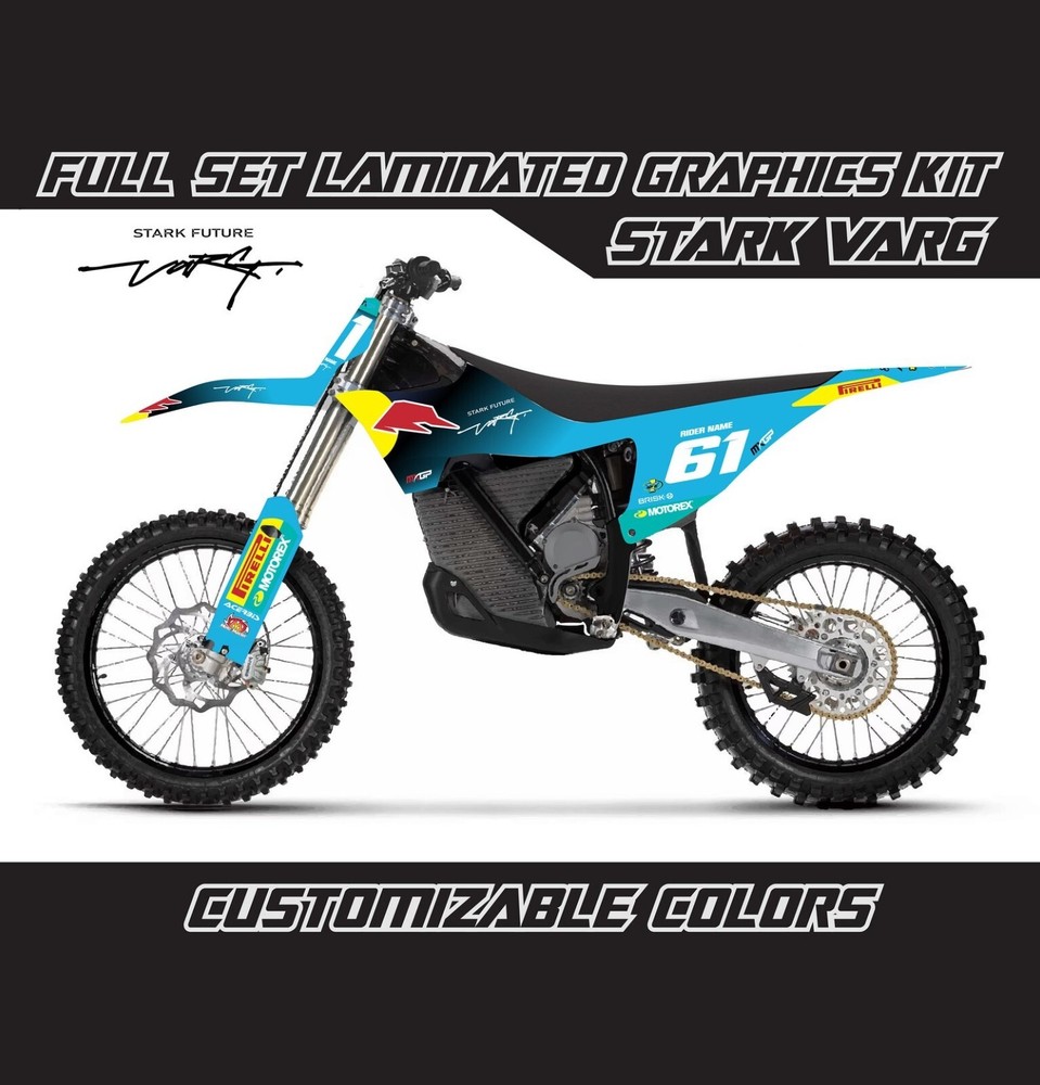 STARK VARG R Bull Sky Blue Full Graphics Bike Stickers Kit Wrap Skin Decals Set