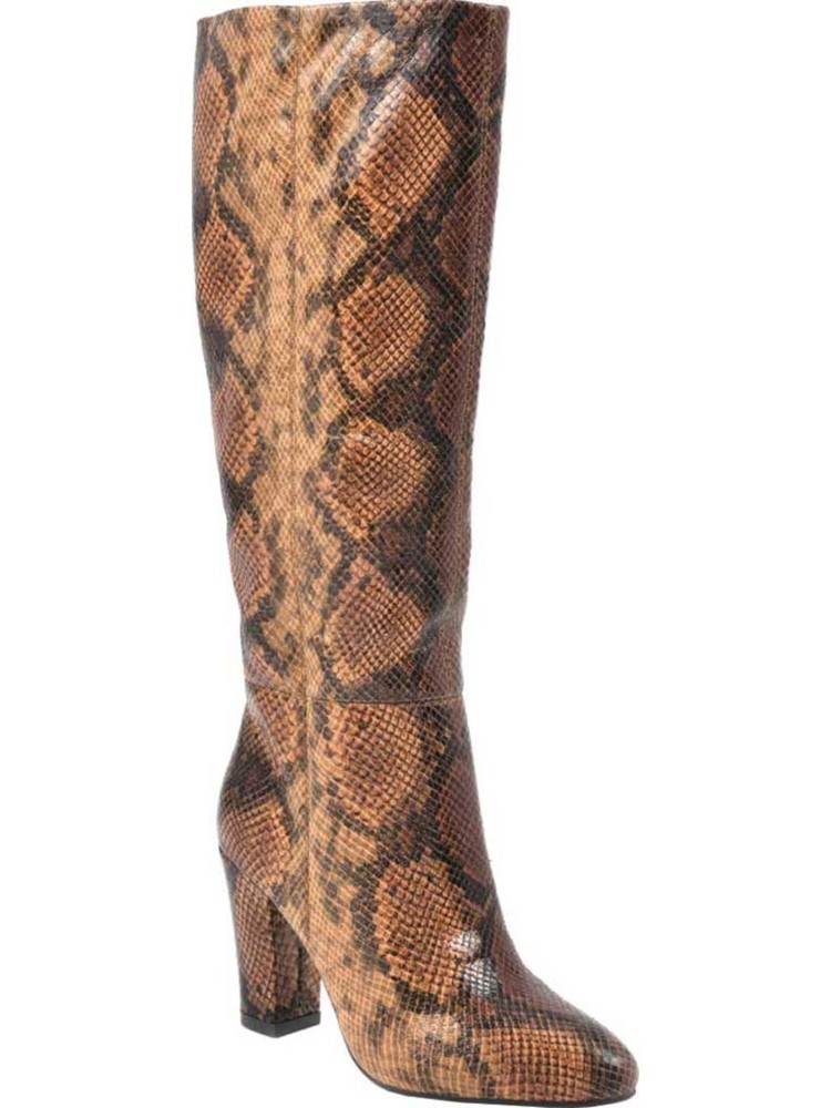 WHITE MOUNTAIN Womens Brown Animal Print Cushioned Dress Heeled Boots 5 M