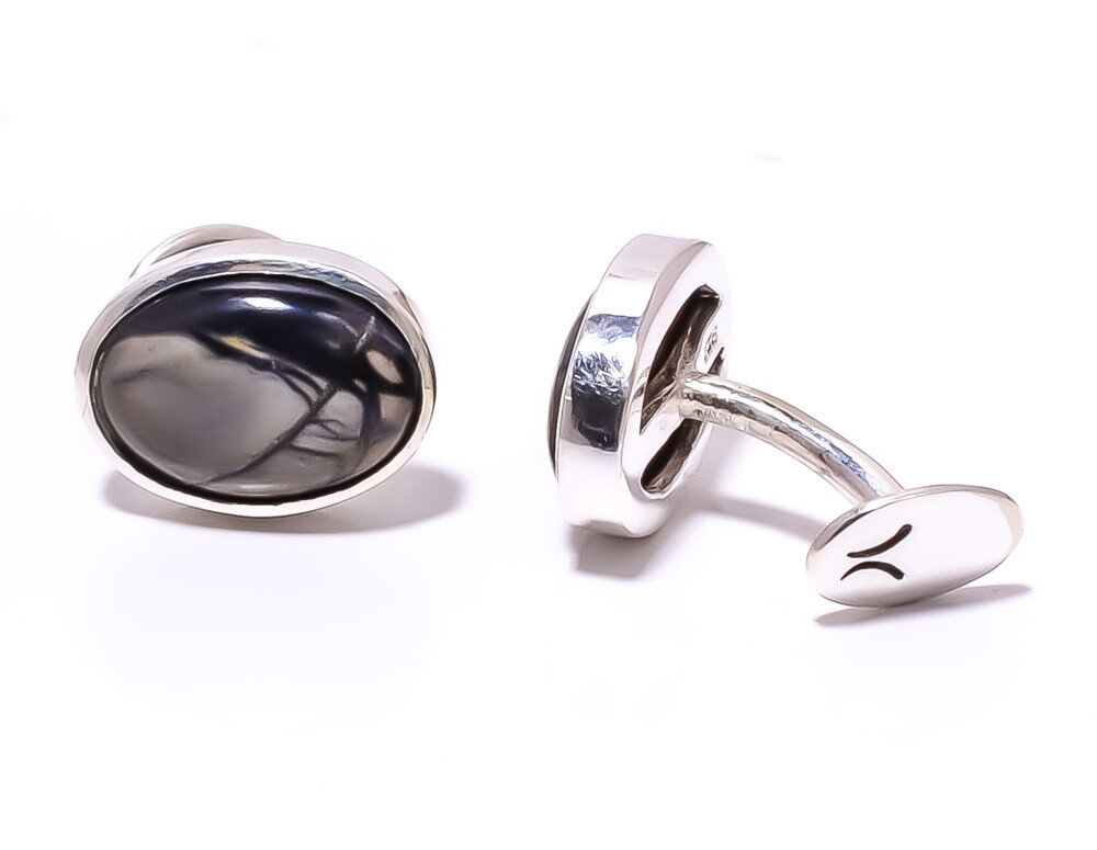 Picasso Jasper 925 Sterling Silver Men's Cufflink Jewelry T913 Valentine Gift