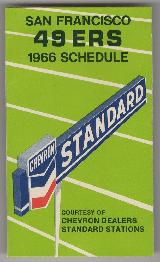 1966 SAN FRANCISCO 49ERS pocket schedule Chevron Standard Oil SF FORTY-NINERS