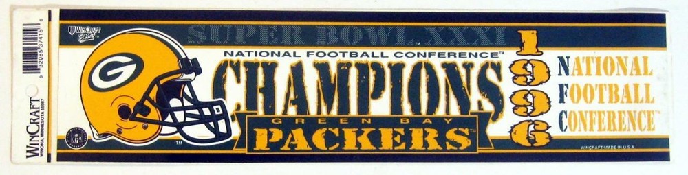 GREEN BAY PACKERS ~ 1996 NFC Champions Bumper Sticker