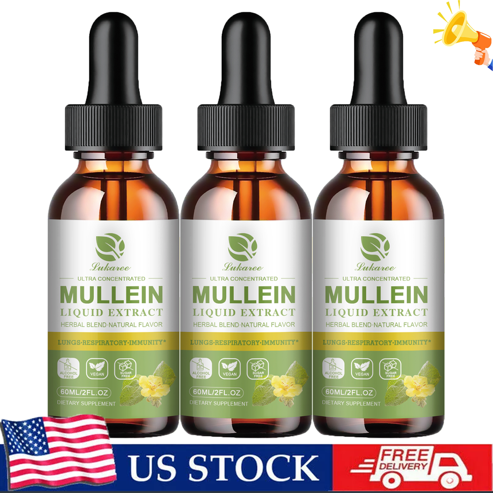 3*60ml Mullein Leaf Extract Drops For Lung Cleanse Health Herbal Natural Drops