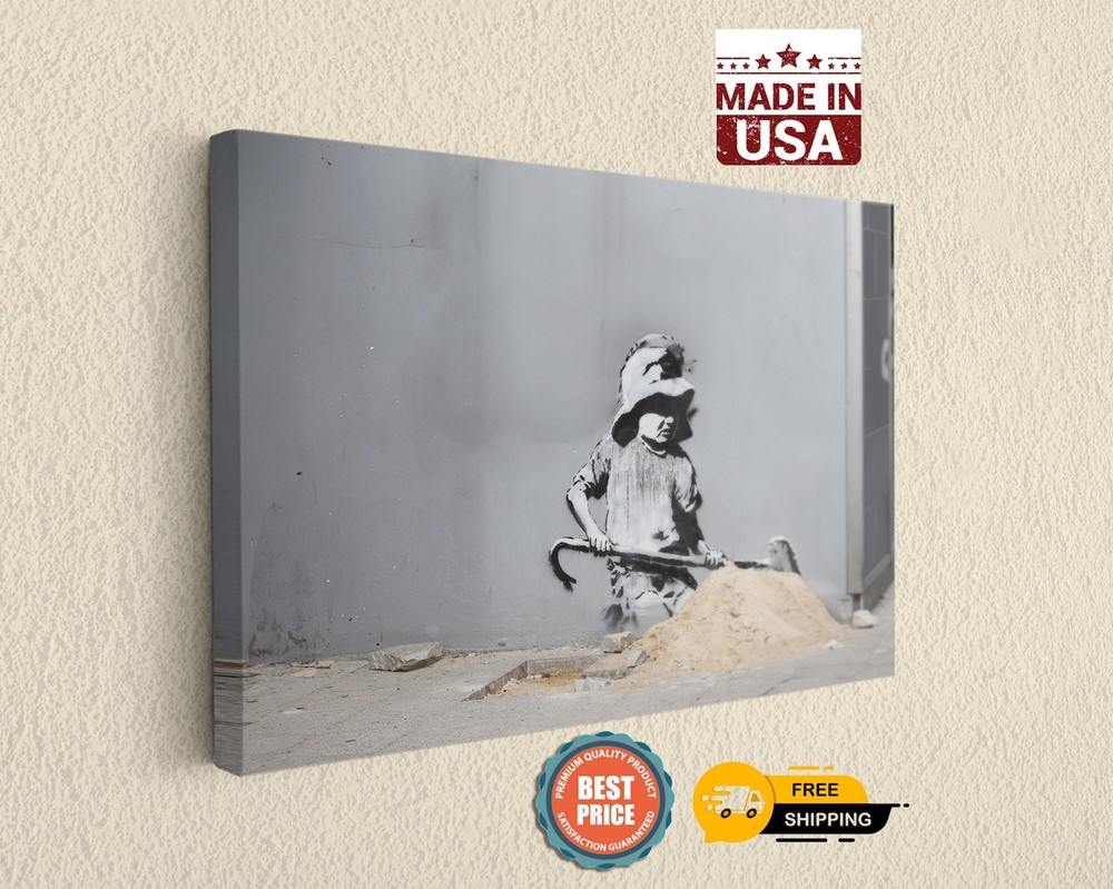 Crawbar Girl Street Art Banksy on Canvas Print - Home Decor