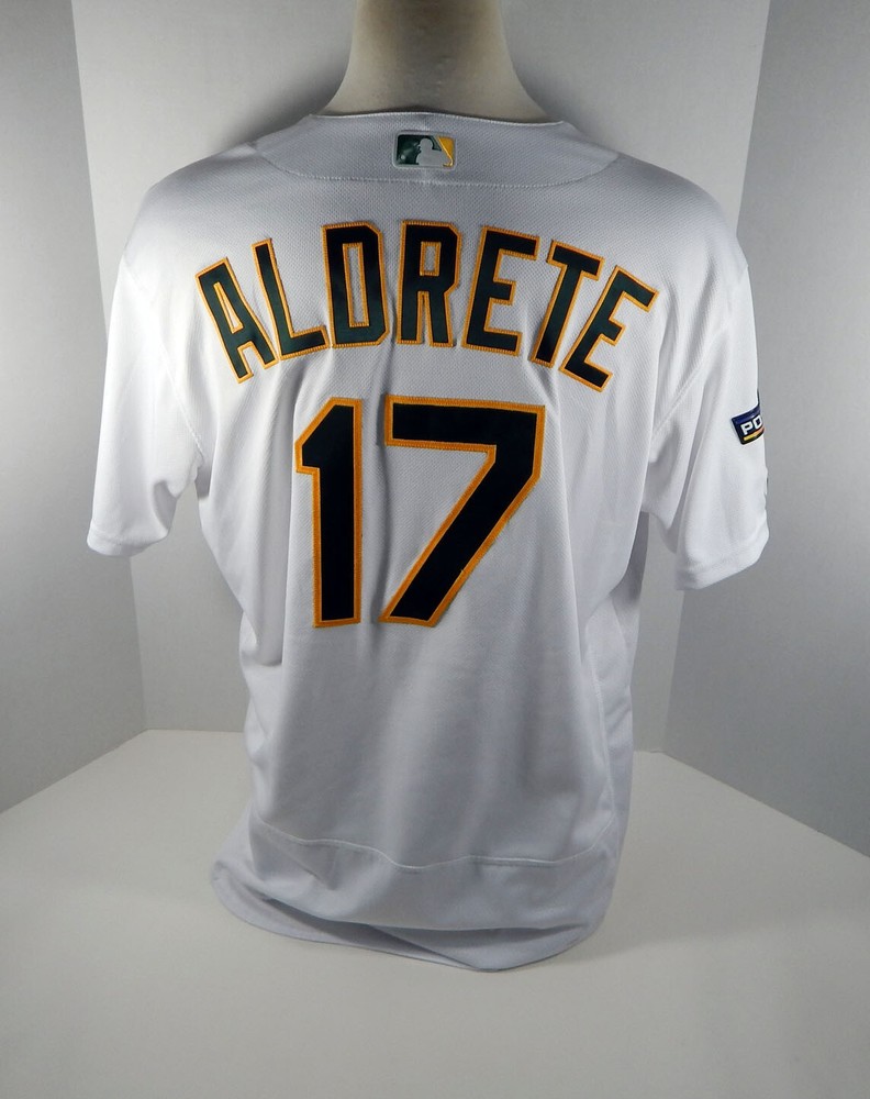 2019 Oakland A's Athletics Mike Aldrete #17 Game Issued White Jersey 150 & PS P