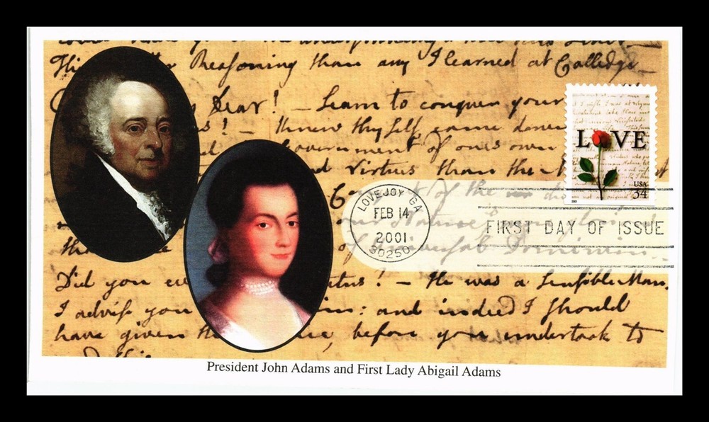 DR JIM STAMPS US COVER LOVE LETTERS FDC PRESIDENT JOHN ADAMS & ABIGAIL ADAMS-image
