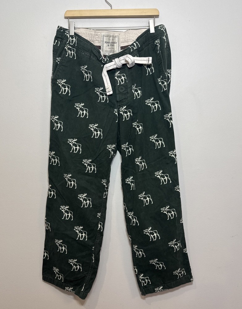 Abercrombie & Fitch Vintage Y2K Moose Pajama Lounge Large Heavyweight Pants A&F-image