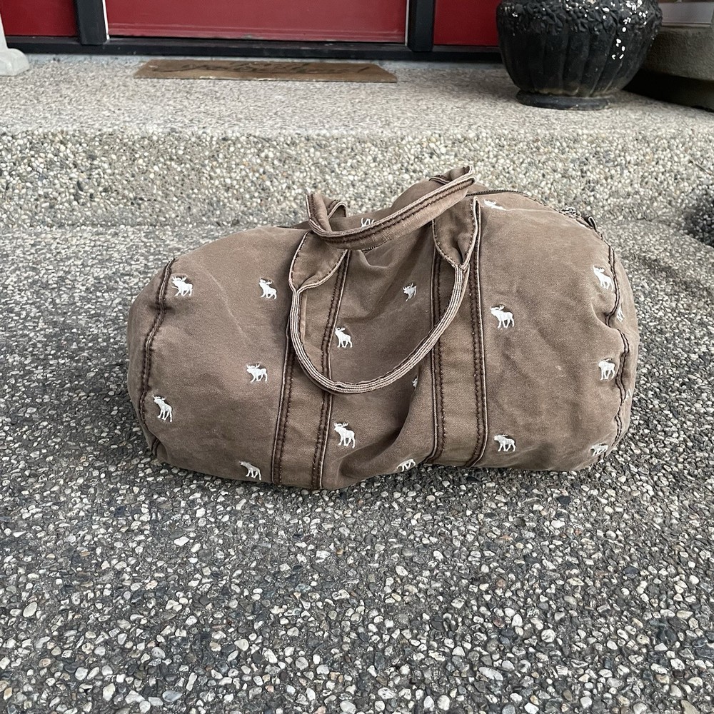 Vintage Abercrombie & Fitch Y2K Brown Tote Bag with Moose Embroiderers-image