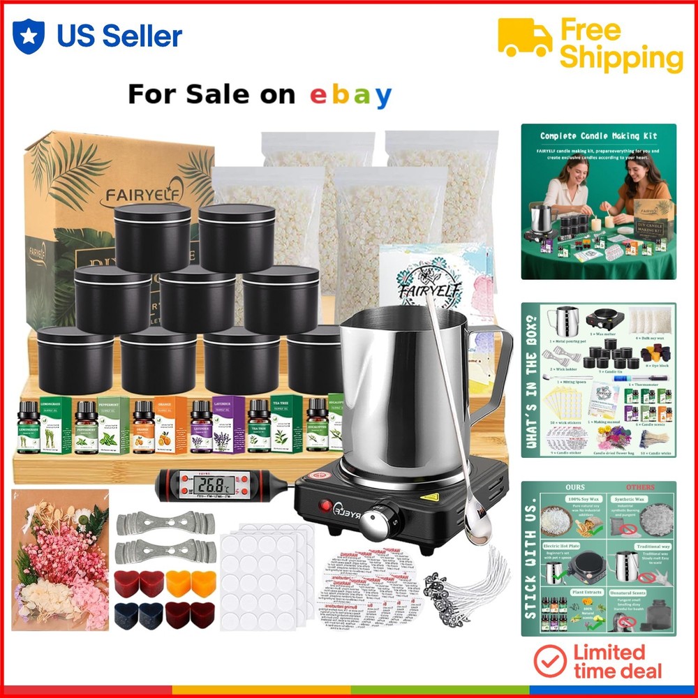 Complete Candle Making Kit with Wax Melter for Beginner DIY Crafters