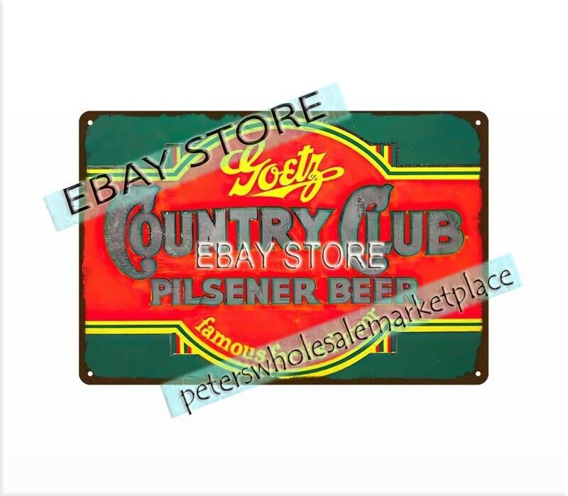 GOETZ COUNTRY CLUB BEER vintage metal tin sign wall decor for bar or living room