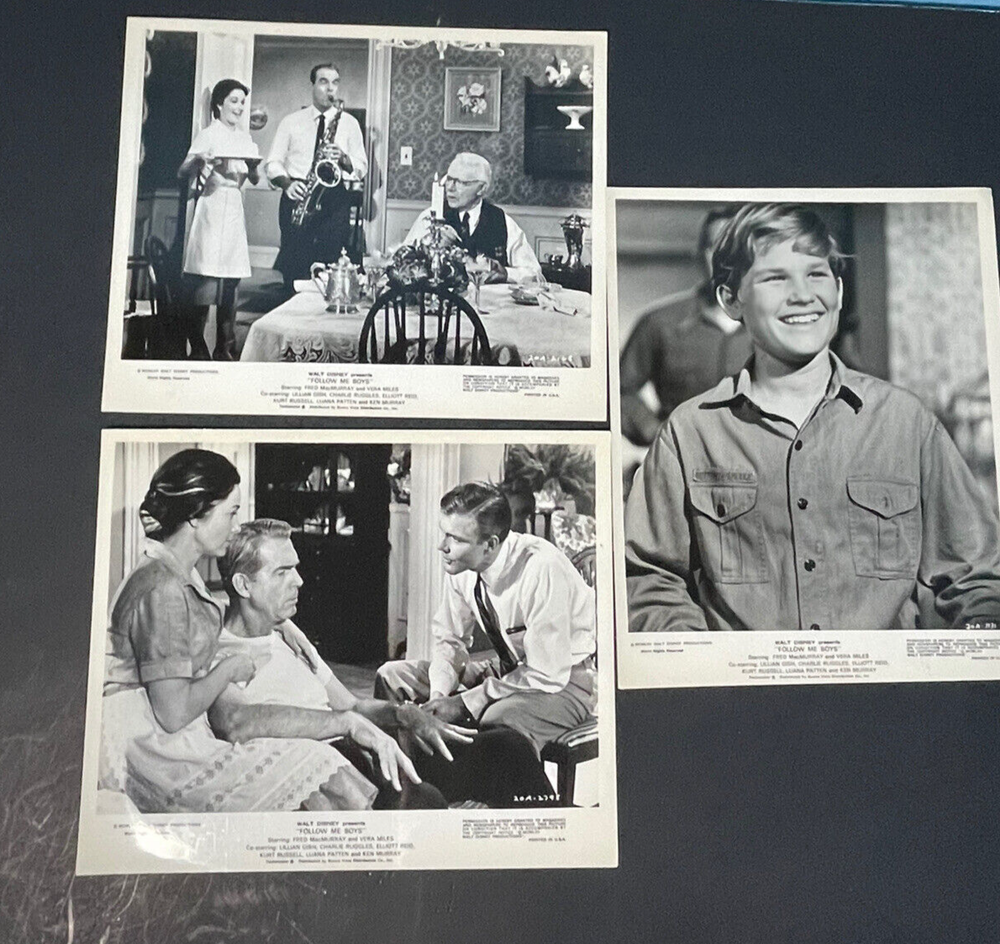 3) 1965 Walt Disney FOLLOW ME BOYS Movie B&W Photo Photographs Lobby Card Russel