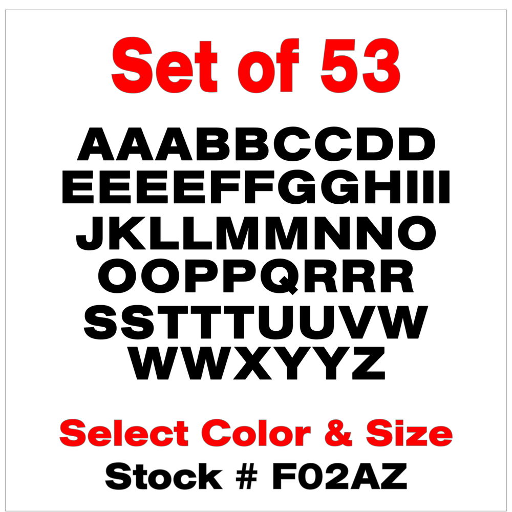 ABC Letters Vinyl Sticker Decals - 53-Piece Set for Outdoor Use STK#F02 AZ-image