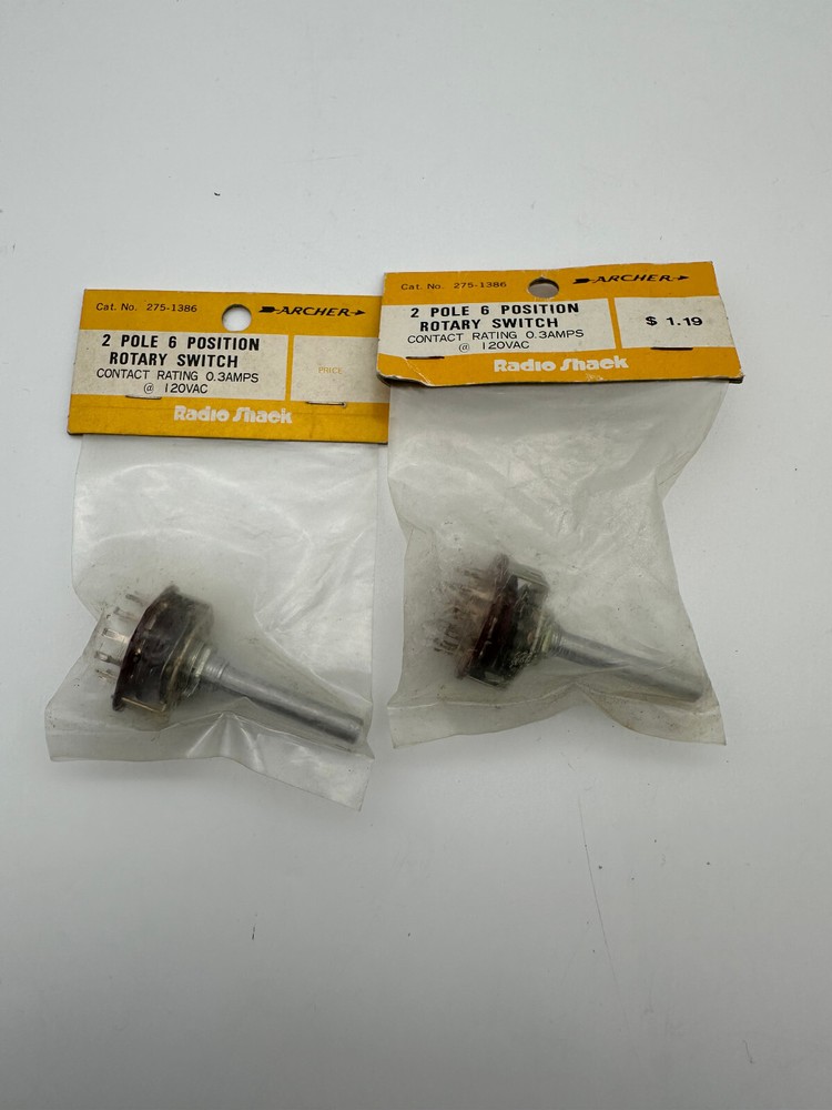 LOT OF 2 NEW Radio Shack 275-1386, Seven 2 Pole 6 Position Rotary Switches