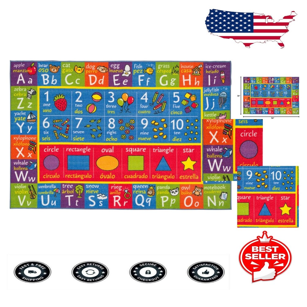 ABC Kids' Educational Rug with Spanish Translations – Ideal for Learning Spaces  -image