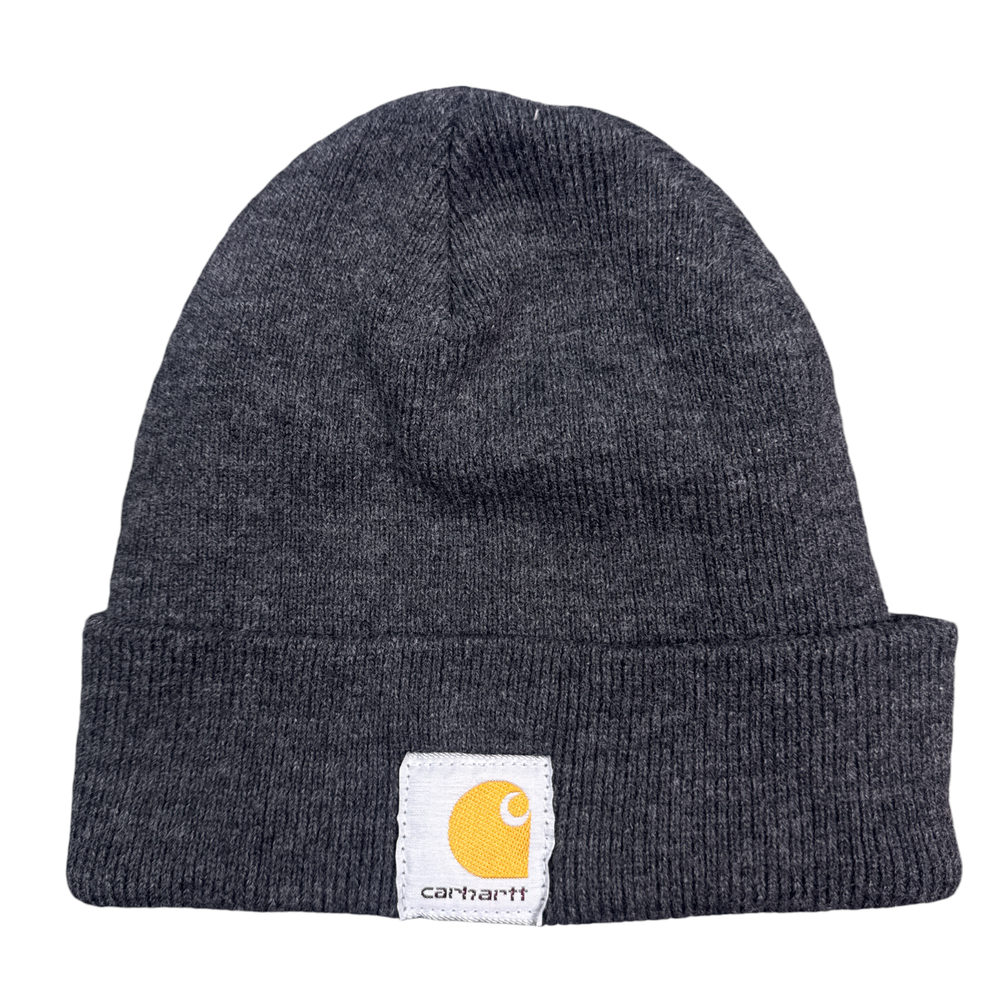 Carhartt A18 Gray Knit Skull Cap with Big Logo Cuffed Stretch Streetwear Beanie