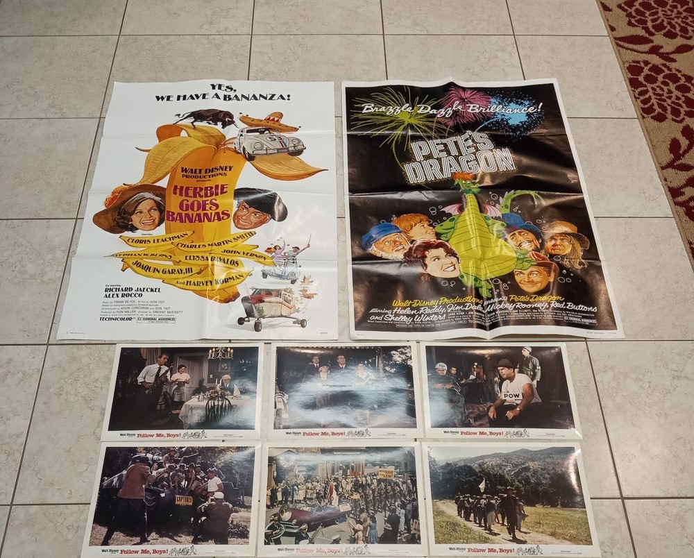 Disney Herbie Goes Bananas Pete's Dragon Original Poster Lot Follow Me Boys