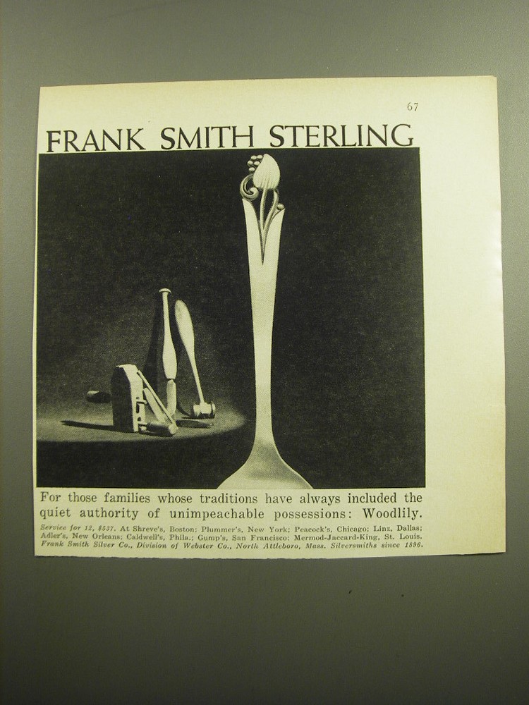 1960 Frank Smith Sterling Woodlily Silverware Vintage Ad