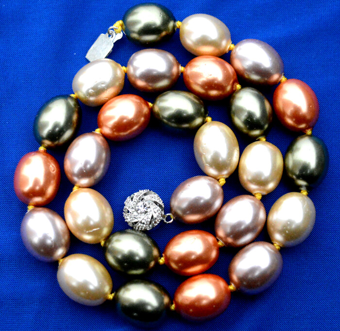 AAA 12x15mm Multicolor South Sea Shell Pearl Necklace 18 Inches-image