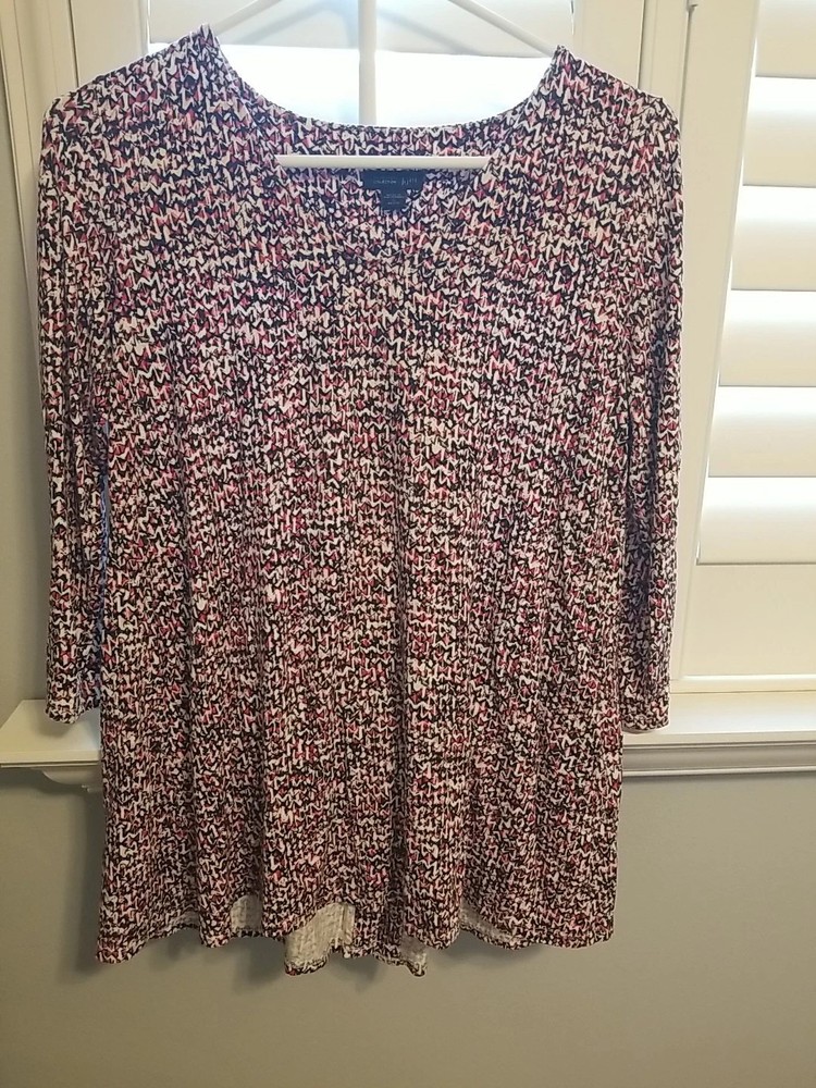 J. Jill Top Wearever Collection Women’s Sz S Petite Print Rayon Spandex