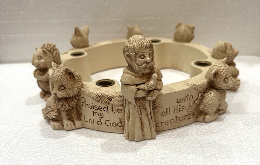 Abbey Press Christmas advent wreath  creaturesSt.Francis Asisi.Candle Holder-image