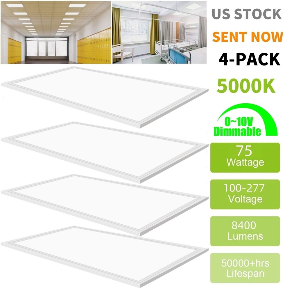 2X4FT LED Flat Panel Light 7800LM 4X75W 5000K Drop Ceiling Ceiling Office Lights