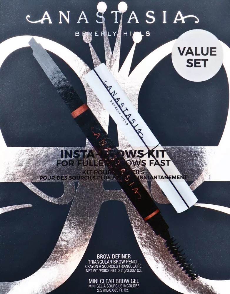 Dark Brown Anastasia B.H. Insta-Brows Kit with Brow Definer & Mini Clear Brow Gel