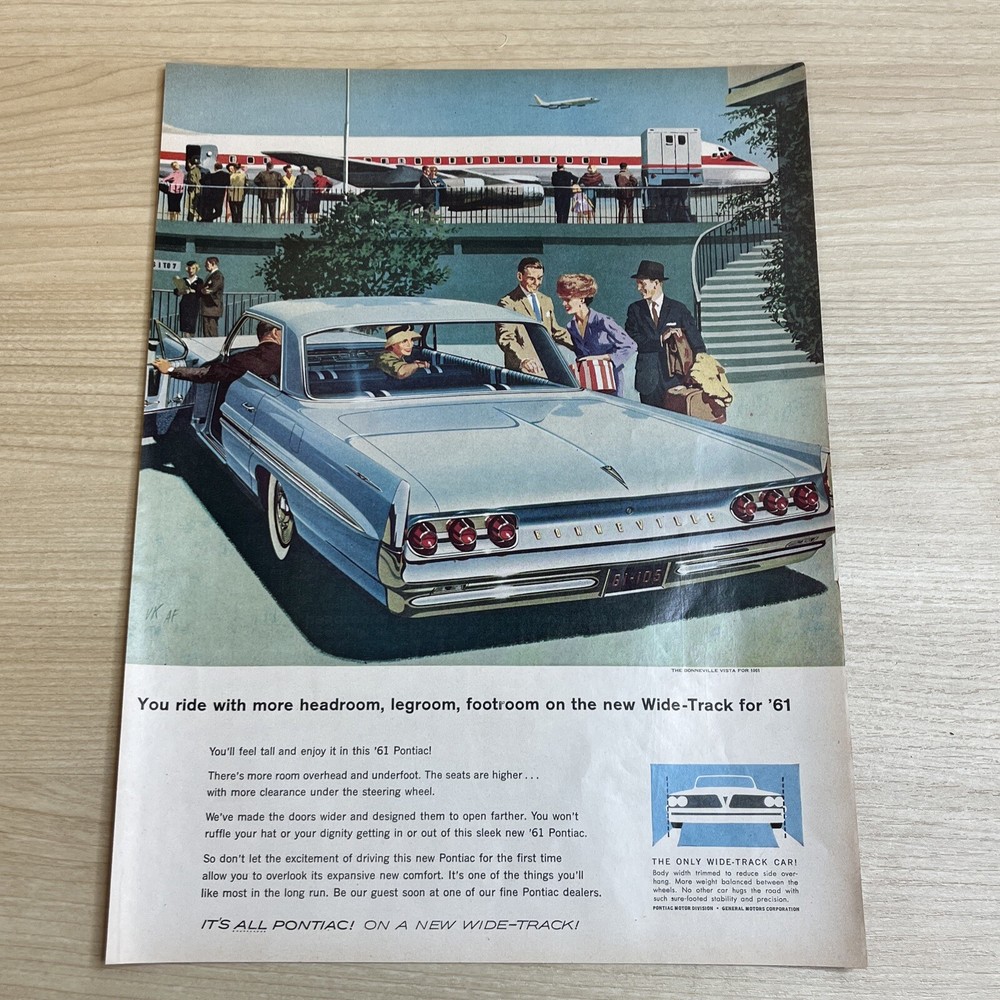 1961 Pontiac Bonneville Vista 1960 Vintage Print Ad Life Magazine