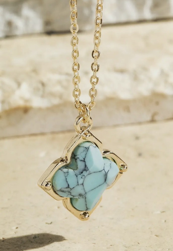 Turquoise Clover Pendant Necklace for Women Elegant Jewelry Gift