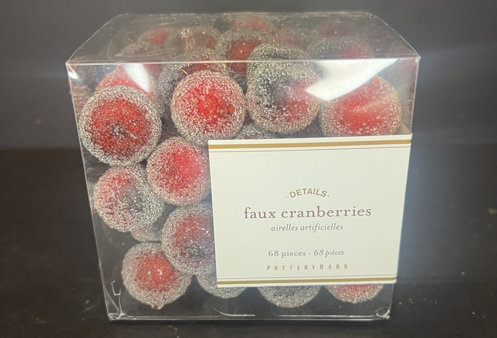 NIB Pottery Barn Faux Sugared Cranberries Vase Filler 68 Pieces