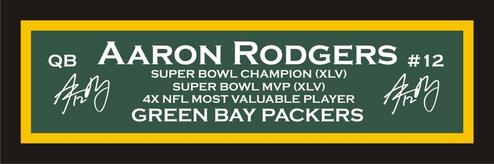 Aaron Rodgers Signed Autographed Football Jersey Photo with Color Nameplate-image