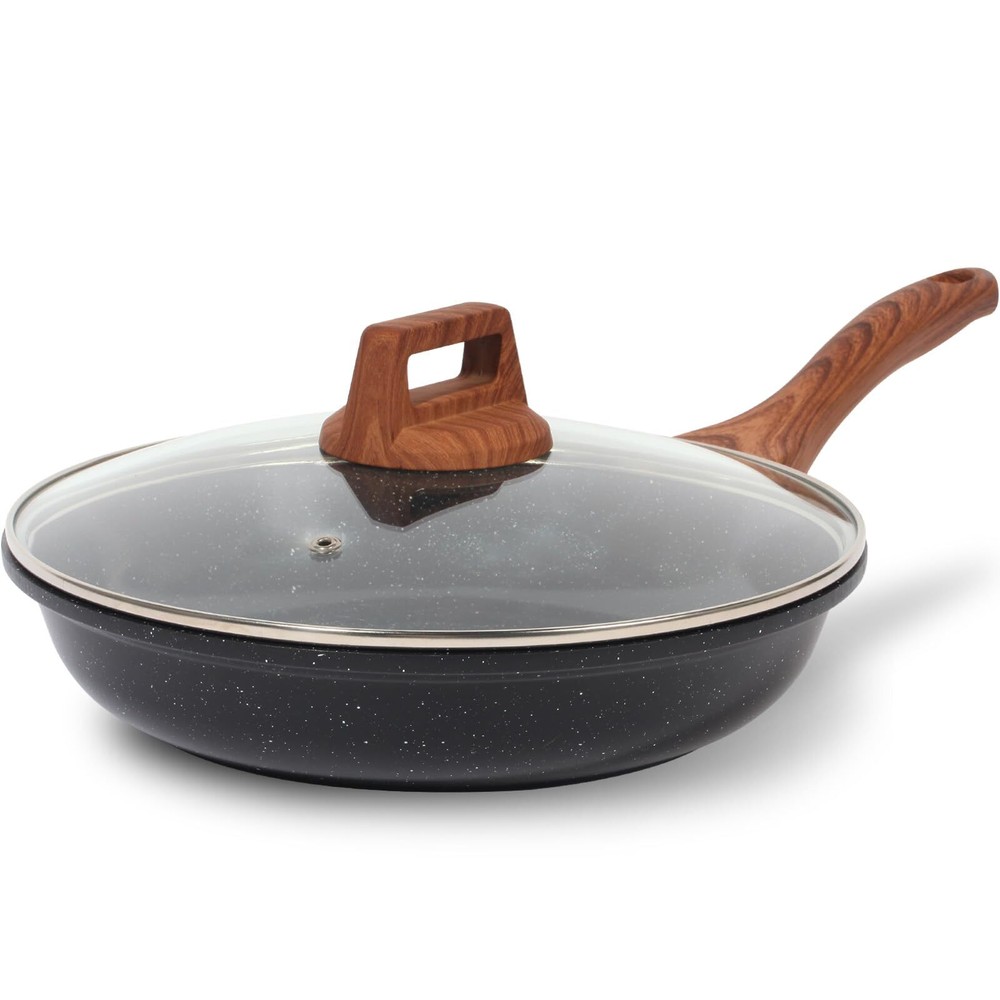 Nonstick Ceramic Frying Pan Skillet with Lid, Non-Toxic Egg Omelette Kitchen ...