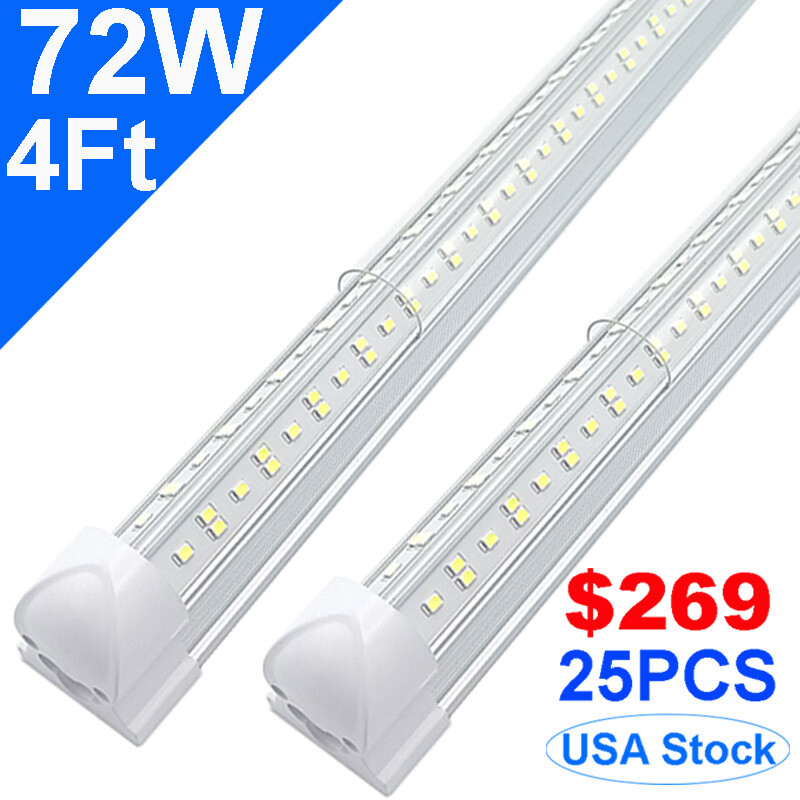 4Ft Led Shop Lights Garage 6500K Led Light T8 4Ft Led Tube Light 72W 25Pack