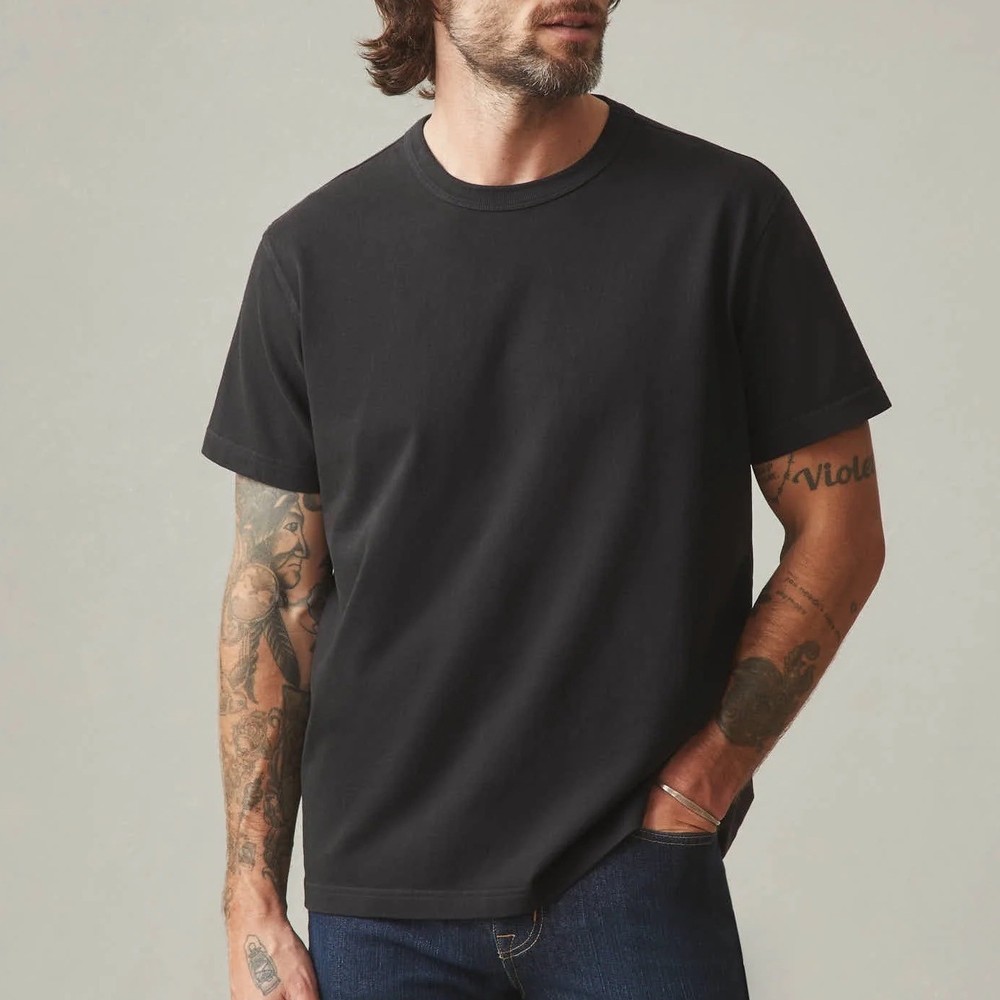 American Giant Everest Mens Black Cotton Crew Neck Tee Size L Made in USA