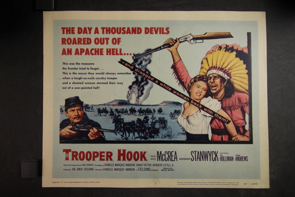 COMPLETE SET: 8 1957 TROOPER HOOK MOVIE LOBBY CARDS~JOEL McCREA~BARBARA STANWYCK