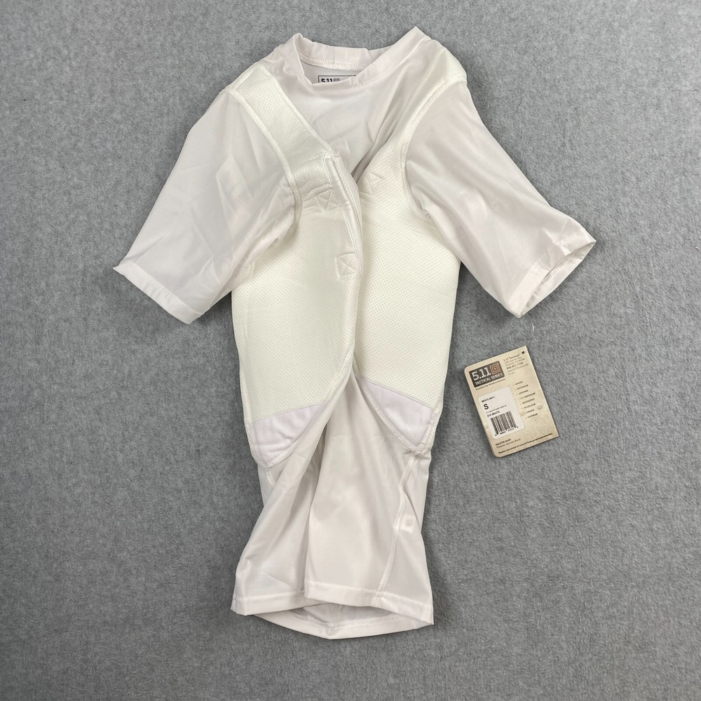 Men's S 5.11 Tactical Holster Shirt White Top Short Sleeve Padded Compression