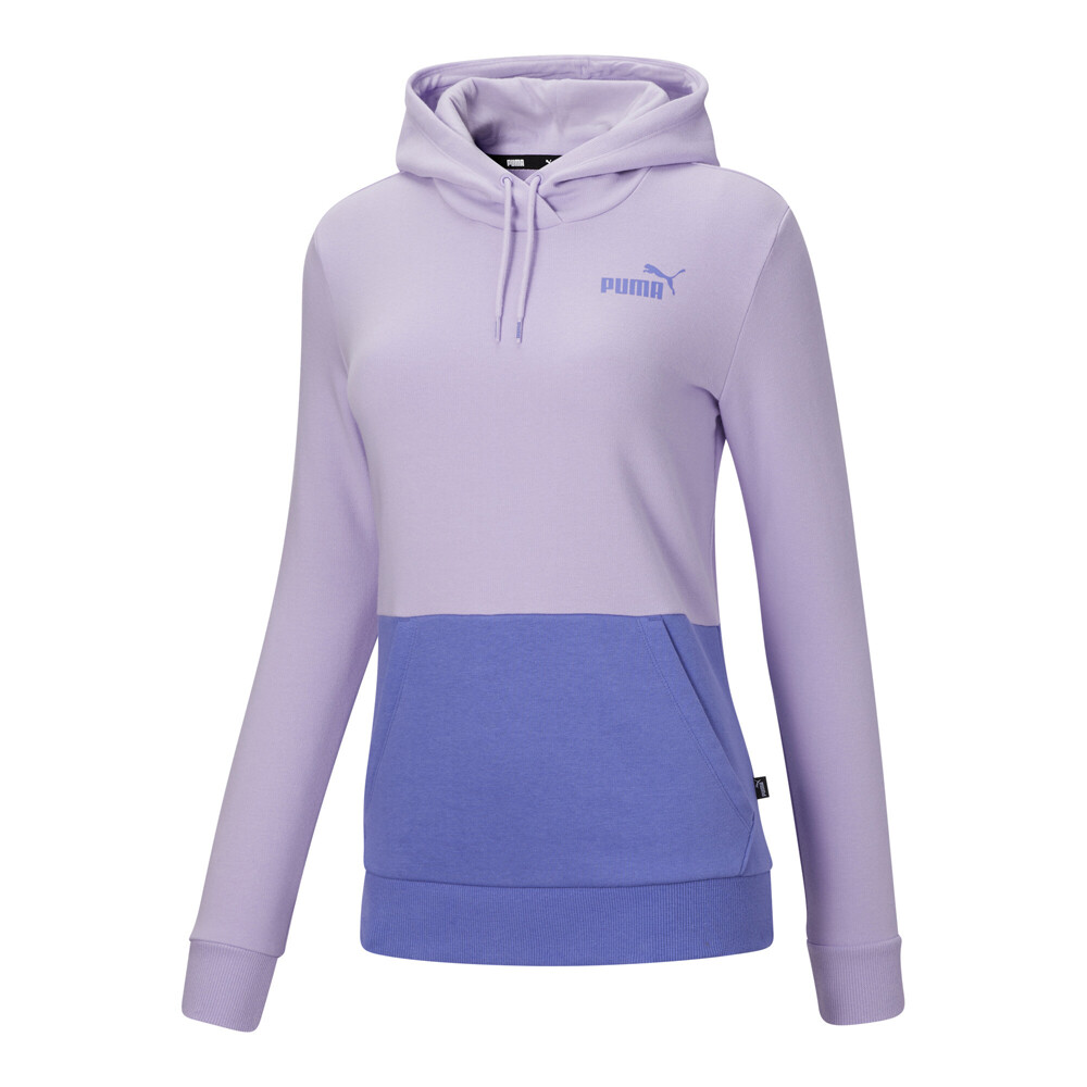 Puma Essential Colorblock Pullover Hoodie Womens Purple Casual Outerwear 5879101