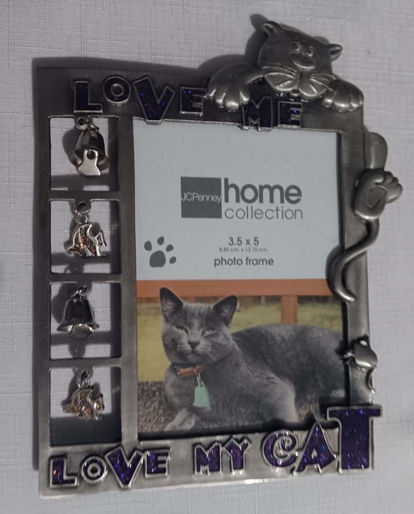 JC Penney Pewter Cat Picture Frame - Love me - Love my Cat