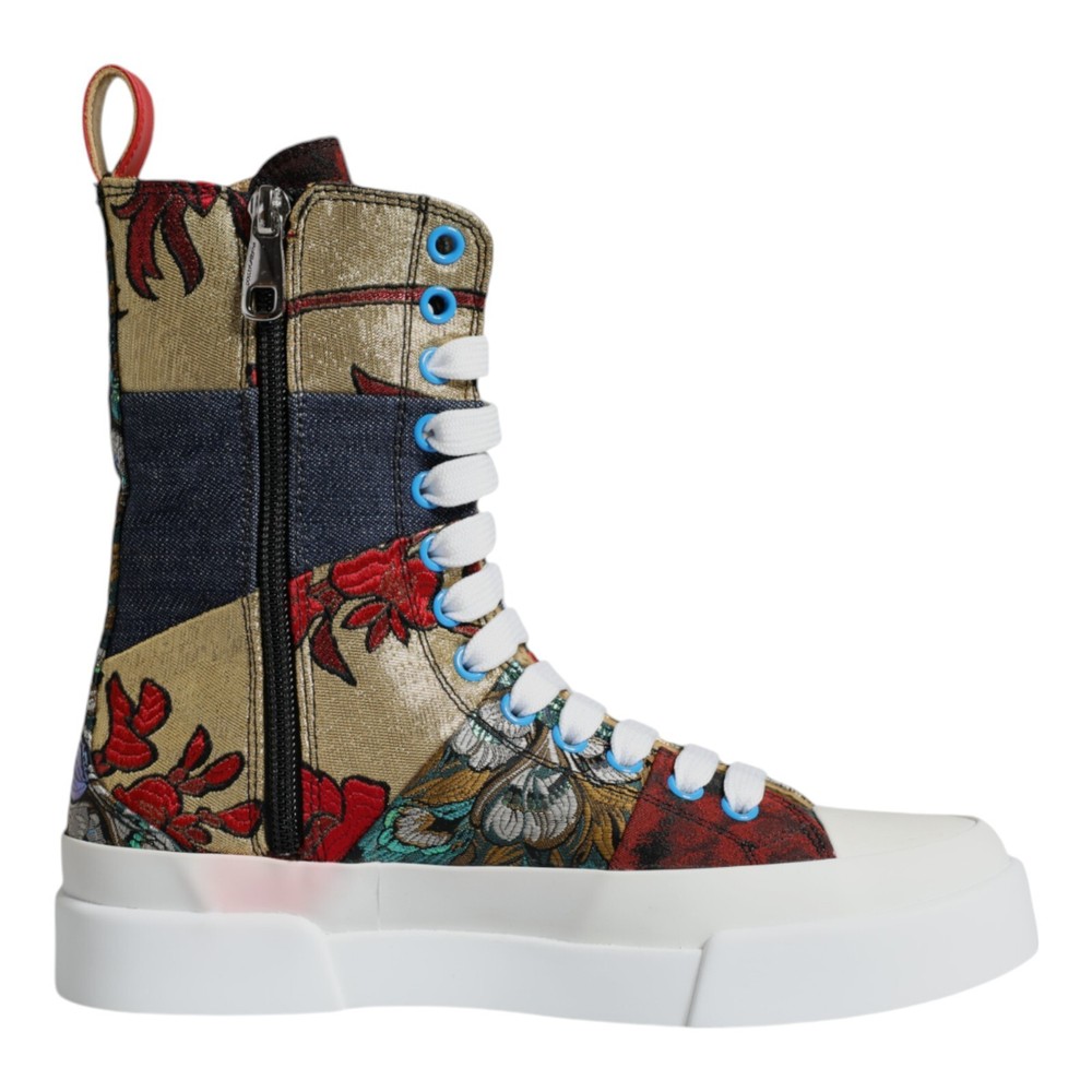 DOLCE & GABBANA Shoes Multicolor Patchwork High Top Sneakers EU36 /US5.5 1050usd