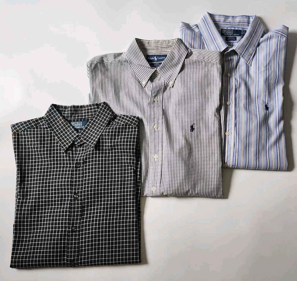 Vintage Polo Ralph Lauren Button Shirts Men XL Lot of 3 Long Sleeve Formal 90s