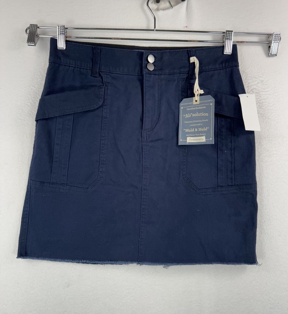 democracy Utility Denim Mini Skirt navy slimming 90s Y2K sz 8