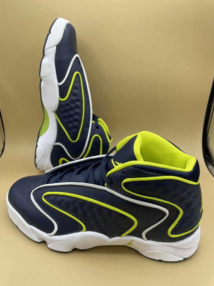 Sz 11 Nike Womens Air Jordan OG College Navy/ Venom Green-White Lifestyle Shoes