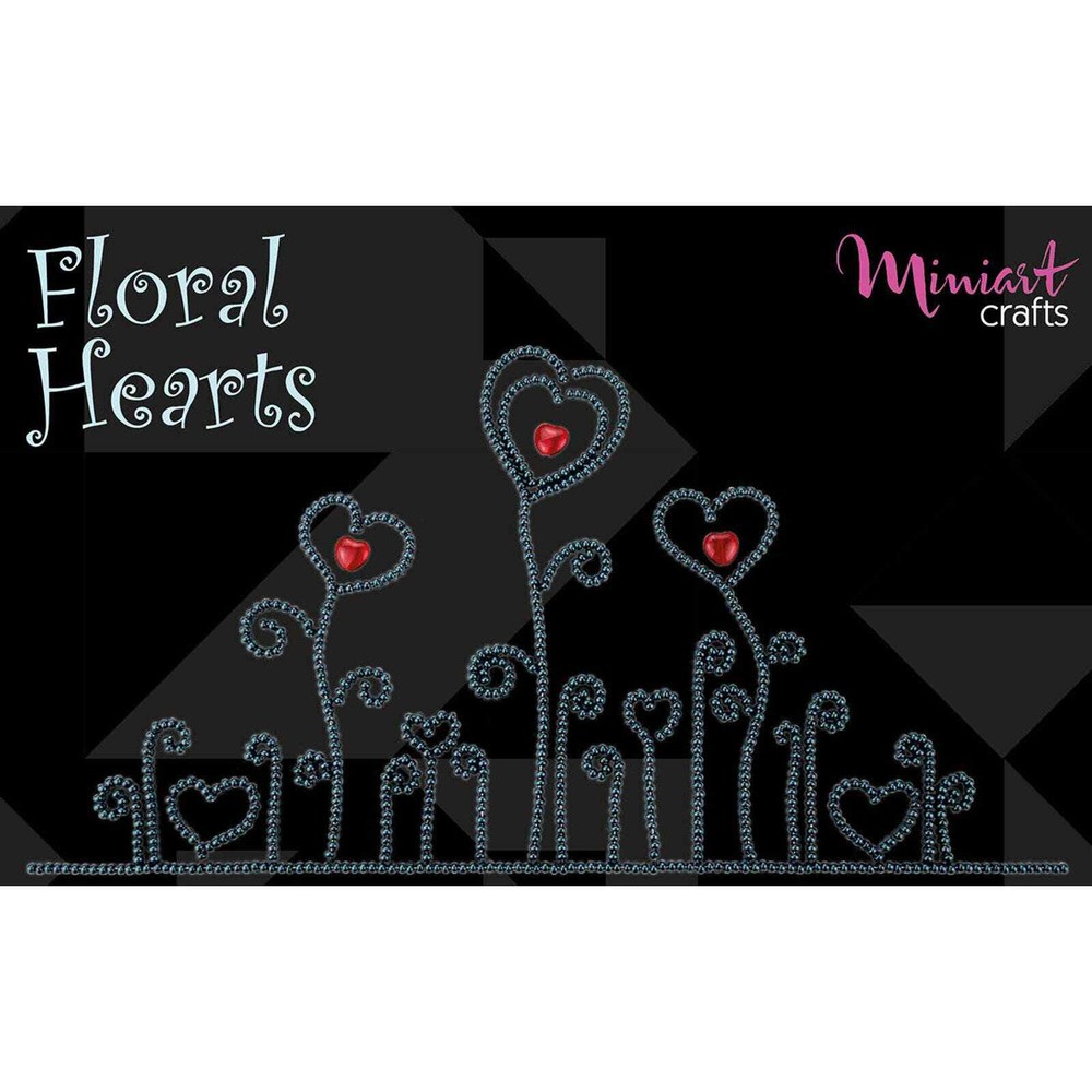 Miniart Crafts 11117 Floral Hearts Patch DIY Bead Embroidery Kit For Beginners