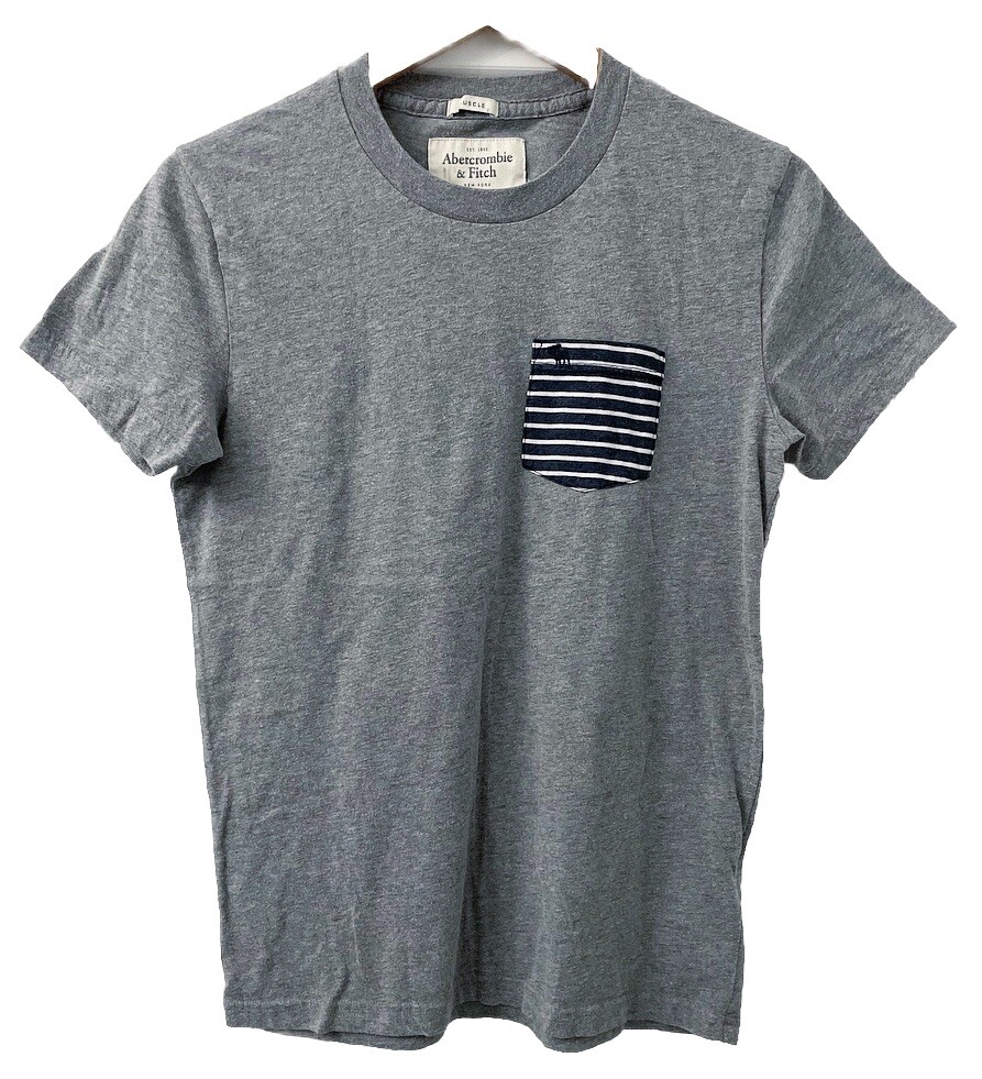 Abercrombie & Fitch Muscle T-Shirt Mens S Gray Striped Pocket-image