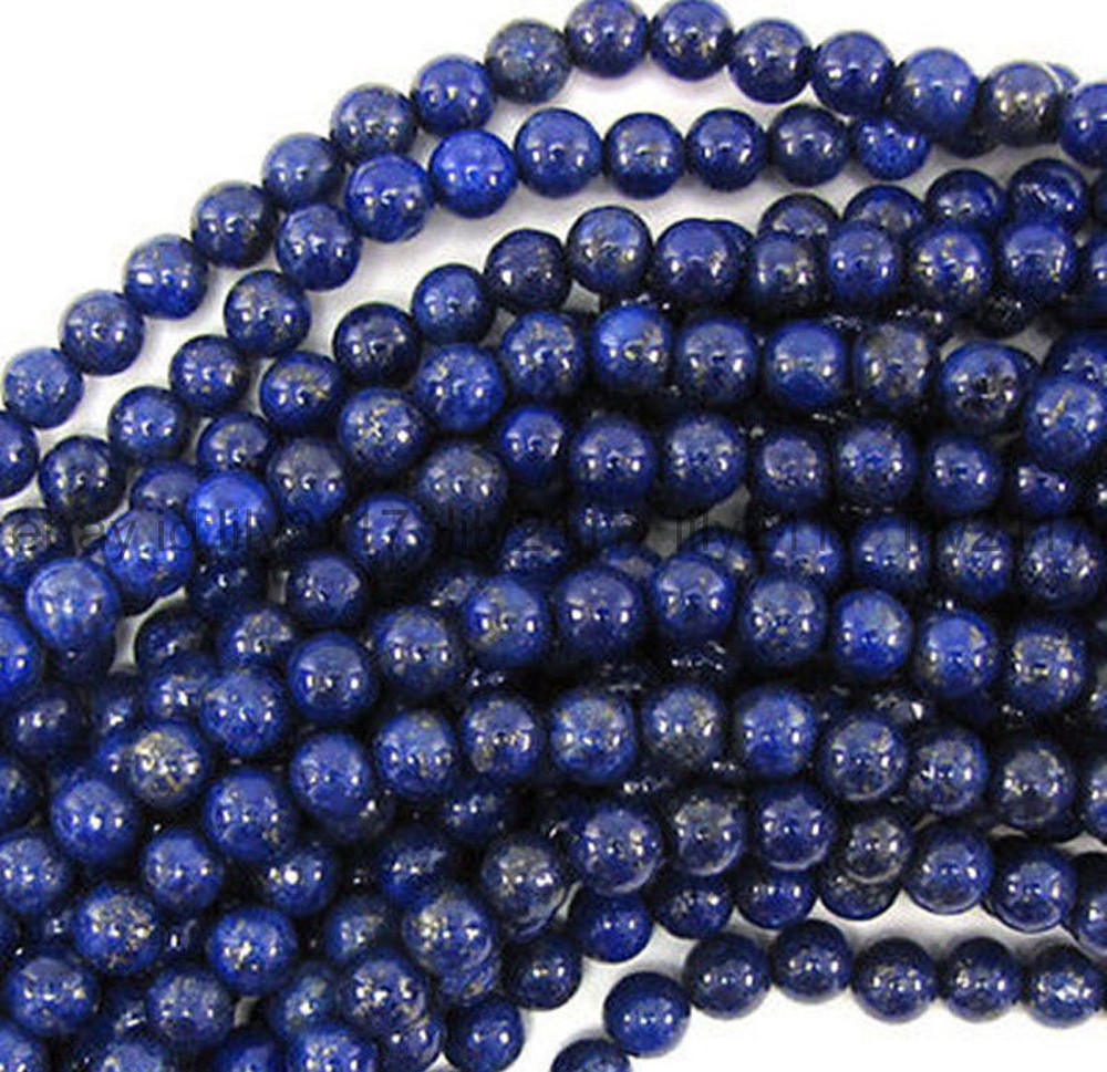 8mm Natural Blue Lapis Lazuli Round Loose Beads 15 Inch Strand-image