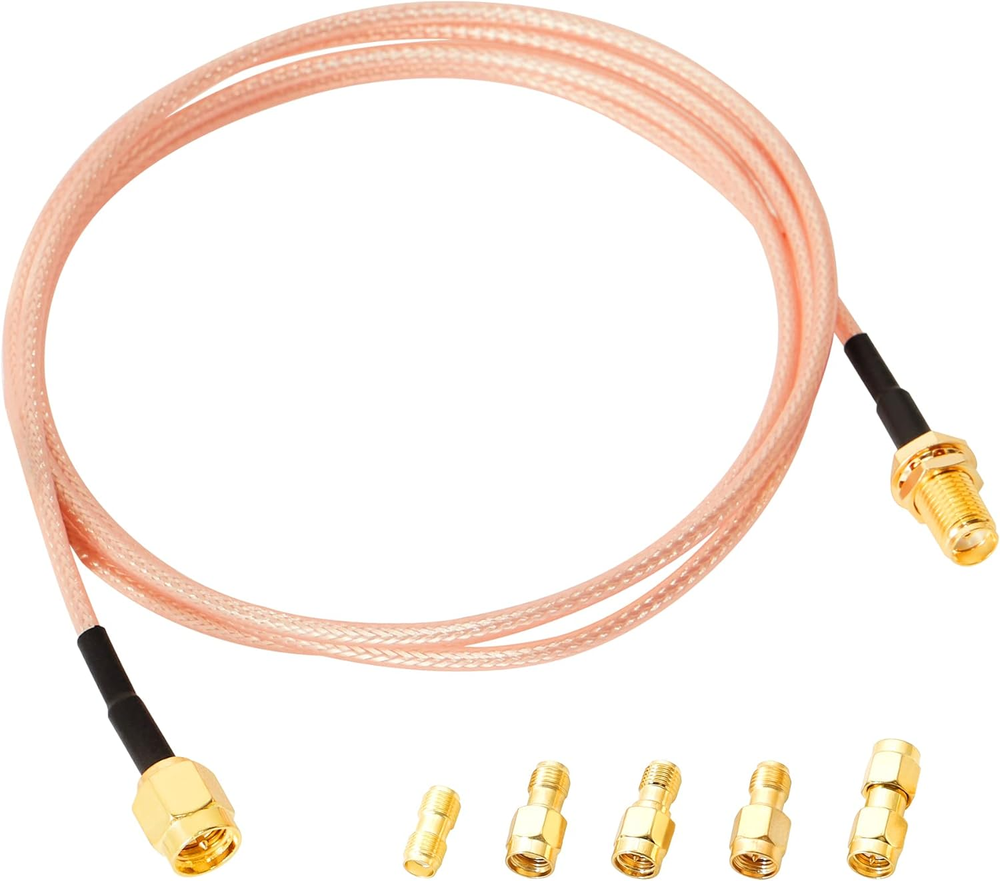 SMA Male to SMA Female RG316 Coaxial Jumper Cable 3.2 FT with 5Pcs RF Coax Adapt