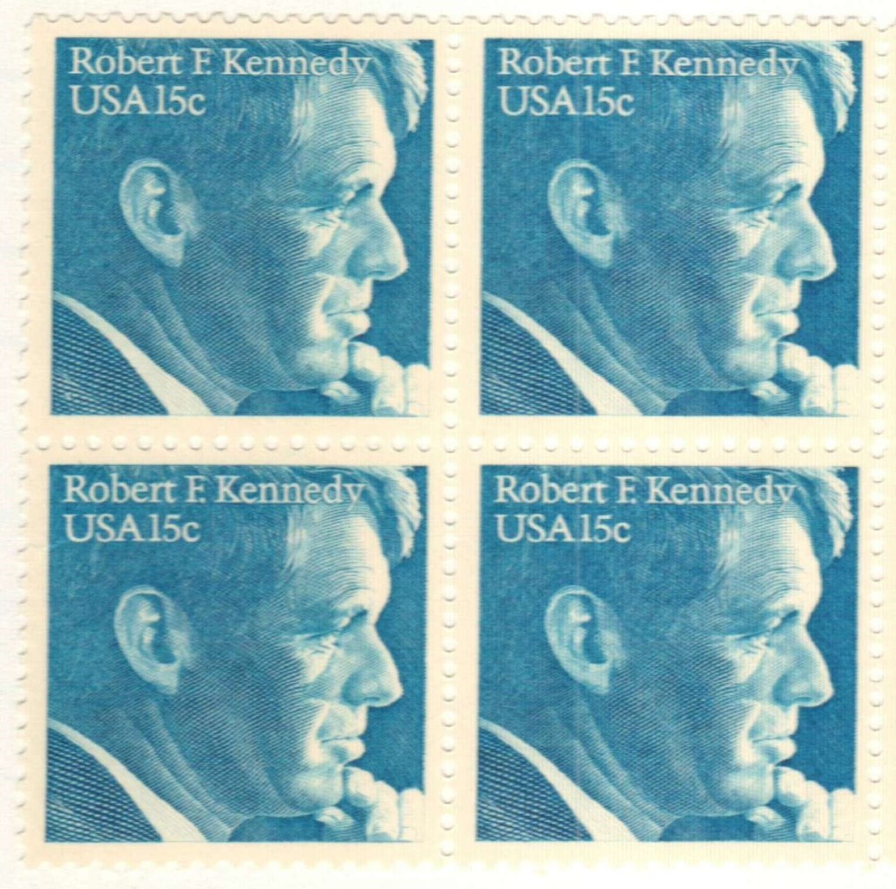 ROBERT KENNEDY--Block of 4 Collectible Unused 1979 Stamps--FREE SHIPPING