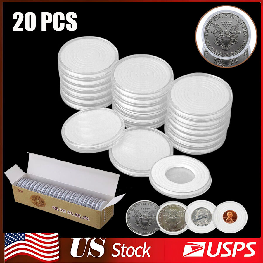 20pcs 46mm coin collection box commemorative coin box with white washer