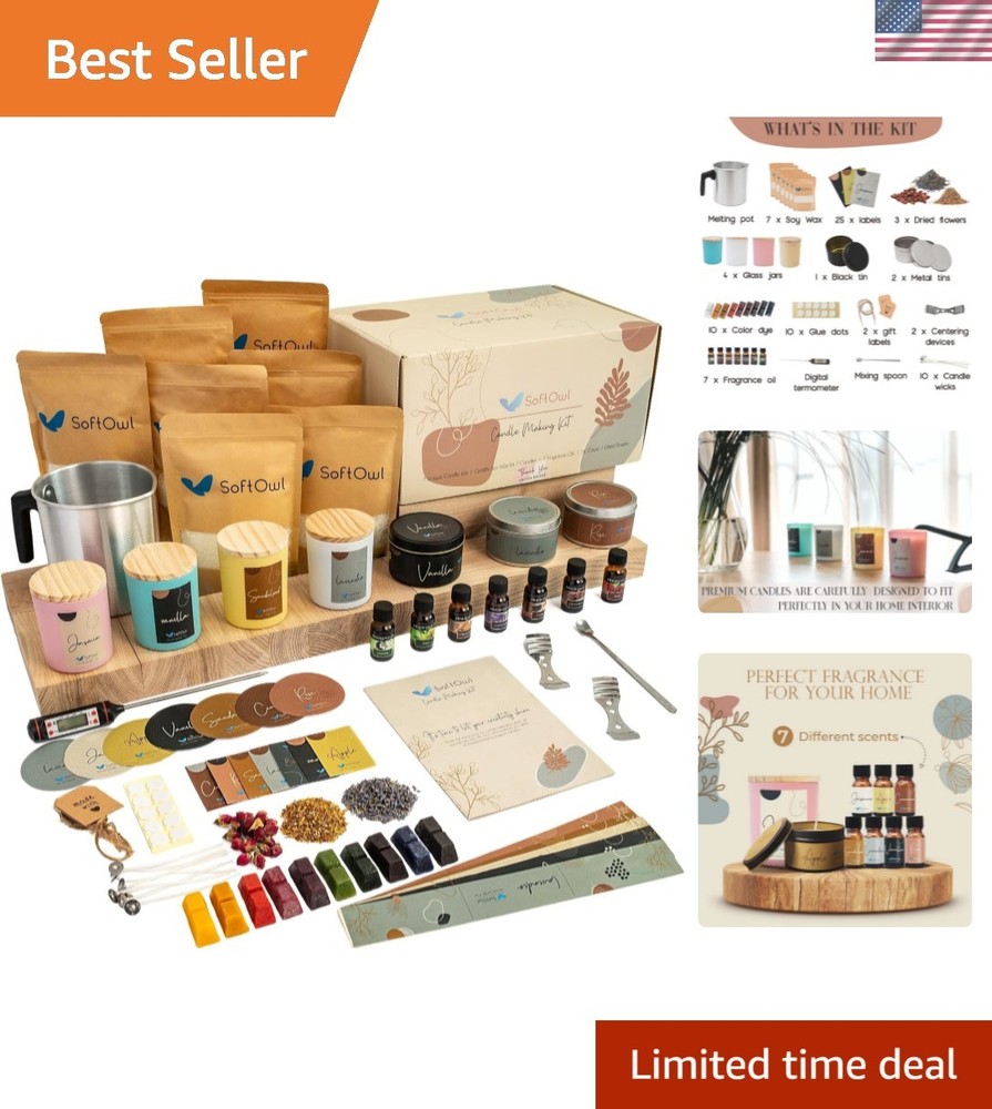 Thoughtful Gift -  Soy Candle Making Kit with 7 Scents & DIY Supplies