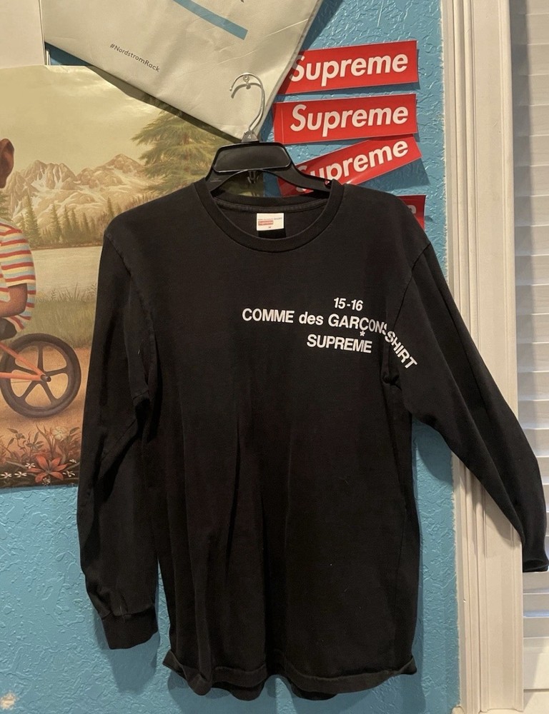Supreme X Cdg Longe Sleeve Black Tee 15-16 Rare Hypebeast Item FW15
